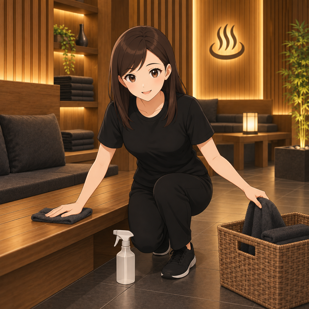 清掃するスタッフ